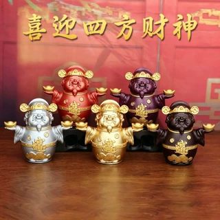 工厂来样定制 合金五路财神摆件 多色选企业礼品店铺招财工艺摆件