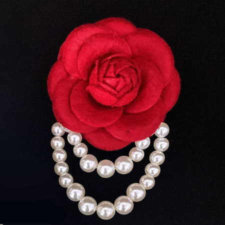 F039 vintage Camelia ramillete pulsera abrigo vestido pin accesorios Chanel estilo perla broche pulsera de doble uso