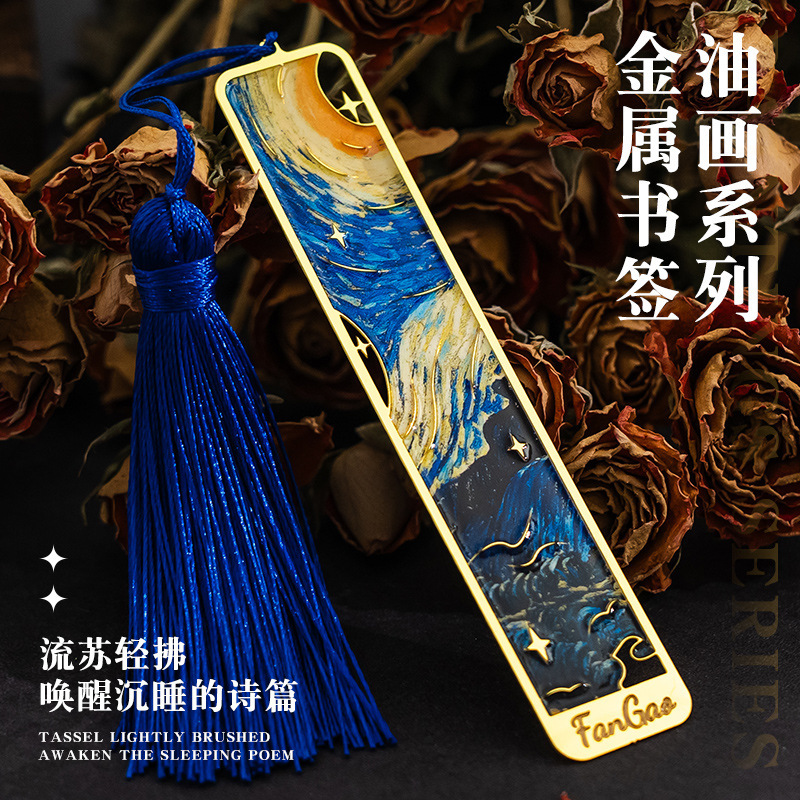 Metal Oil Painting Bookmark Exquisite Creative Chinese Style Book Page Clip Advanced Sense Students Wen Chuang School Award Small Gift Metal Oil Painting Bookmark Exquisite Creative Chinese Style Book Page Clip Advanced Sense Students Wen Chuang School Award Small Gift