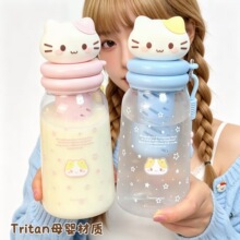 学生党高颜值猫咪水杯便携大容量防漏ins带茶隔小众Tritan水杯