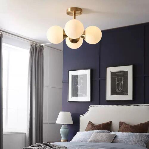 Modern, simple, light luxury, all-copper personalized horn ball bedroom ceiling lamp, Nordic designer creative restaurant lamps