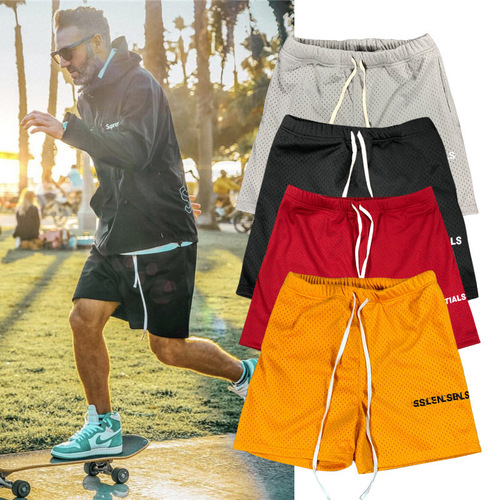 American streetwear brand Essent men's and women's summer casual sports fitness drawstring lettered plus-size shorts