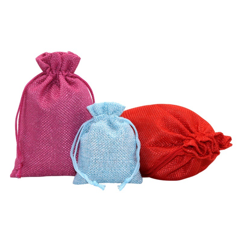 Ready Stock Linen Bundle Flap Pocket Pants Jewelry Imitation Linen Bag Gift Small Packaging Bag Storage Bag Drawstring Bag Wholesale