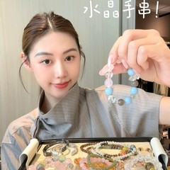 晗珞~优化石紫水晶白水晶手链小清新甜美休闲风手串简约百搭手饰