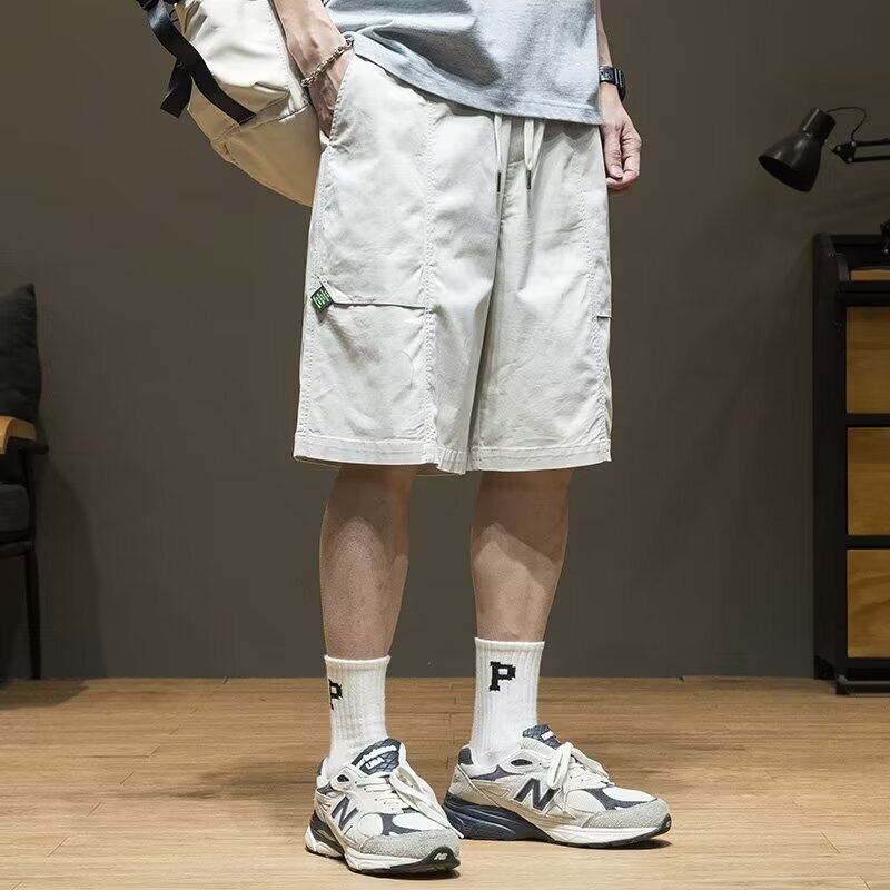 Ice Silk New Chinese Style Tooling Shorts Trendy Brand Loose Straight Pants Men's Sports plus size Pants