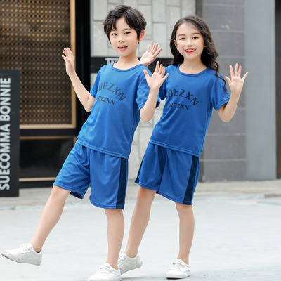 suit children summer Thin section Short sleeved suit men and women motion Training clothes Children Home Furnishings Two piece set