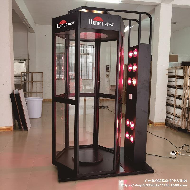 厂家铁质烤漆汽车太阳膜展柜6面旋转隔热膜测试展架带天窗垒德株