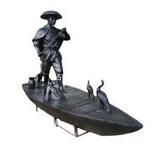 渔翁和船铸铜人物雕塑摆件等大黄铜人物雕像1.8米2米生产厂灏瑞