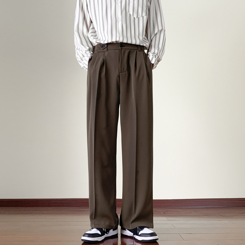 Japanese Style Pants Men's Spring and Autumn Korean Style Trendy Retro brown Interview Pants Loose Straight Casual Pants