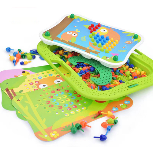 Children's Mushroom Nail Large 3D Puzzle Large Particle Building Blocks Kindergarten Baby Educational Intelligence Toy