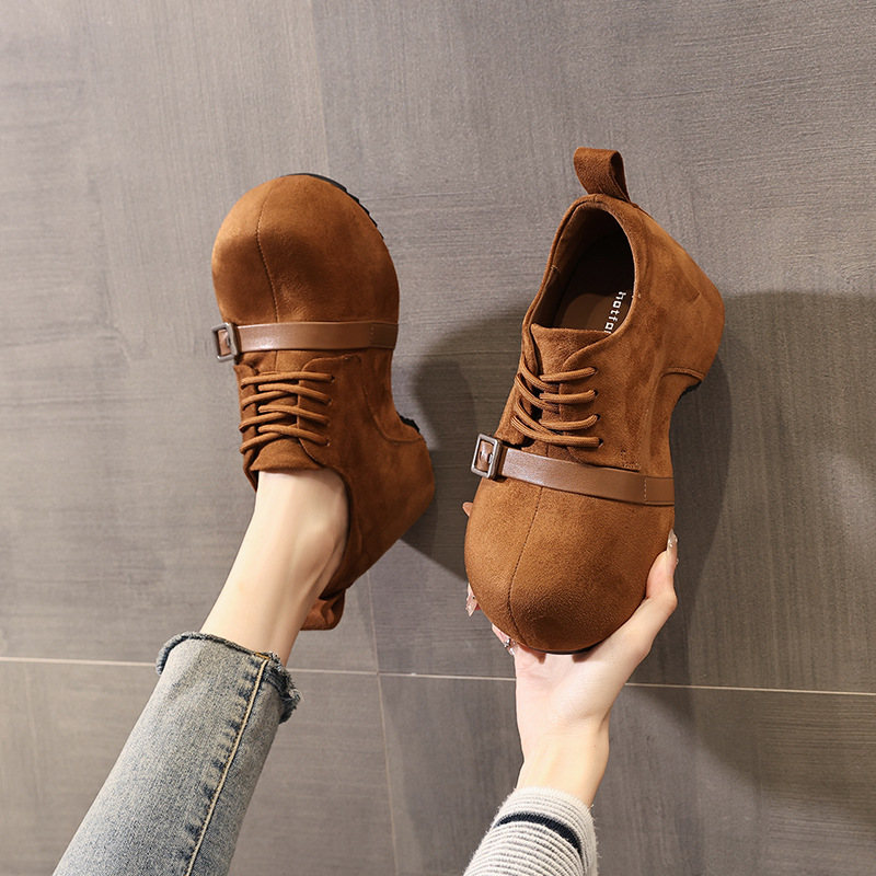 Giày lười nữ Birkenstock đế xuồng dày nâng chiều cao, đế mềm mùa thu — con lạc đà