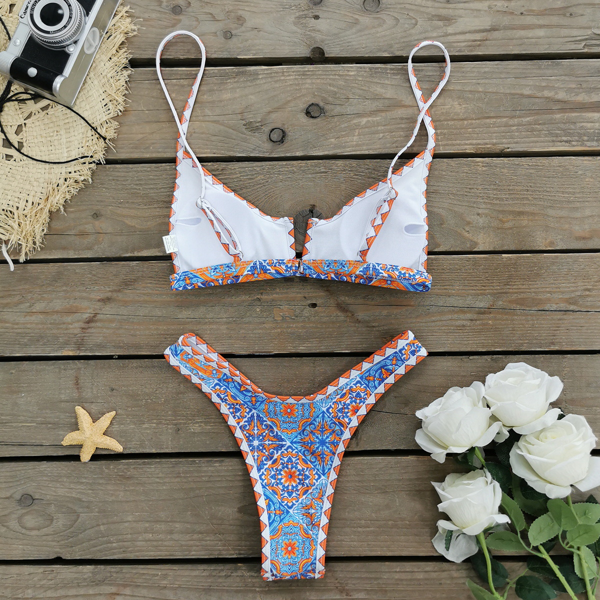 126g Weight Sexy Feel Of Sensation Mid Waist Panties Waist Bikini Panties Style Bralette Bra Category Polyester Fabric Type 2 Pieces Set Quantity Swimming Pool, Beach Occasion Multicolor Pattern Women's Gender Women's Multicolor 2 Pieces Set Bikinis Swimwear 4