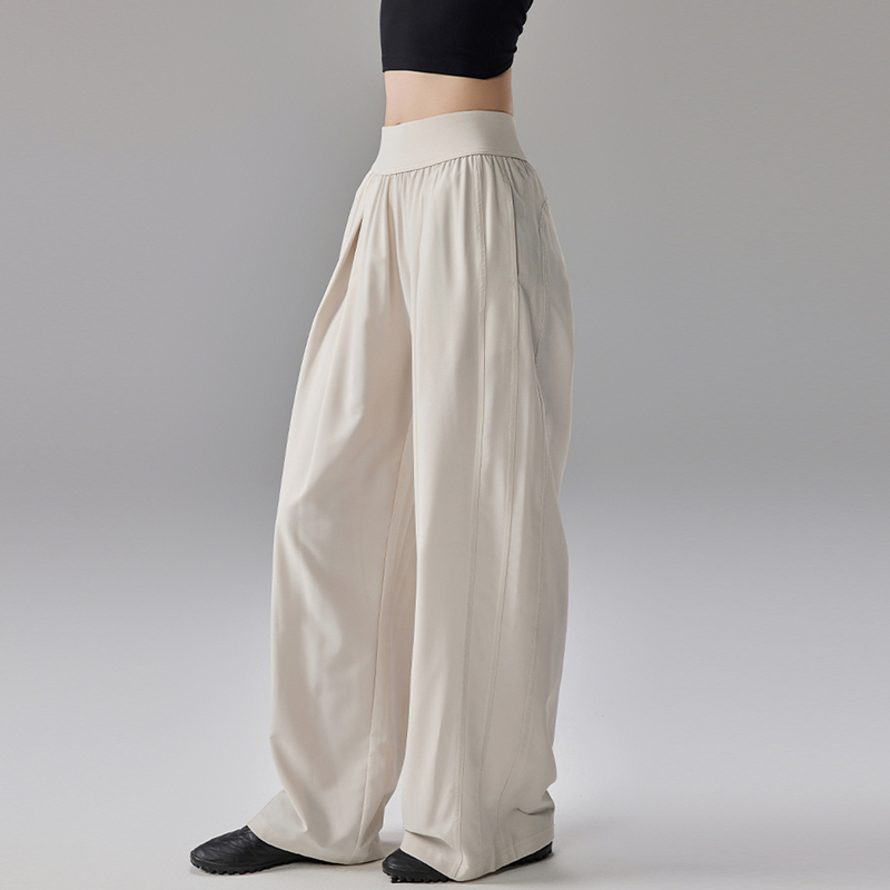 Loose Wide-Leg Pants with Drapey Straight Cut, Hip-Covering, Slimming, High-Waisted Yoga Pants, Outdoor Breathable Fitness Sports Pants, Casual Women's Wear