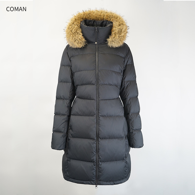 Inventario de chaqueta larga cuello de lana de cuello de liberación damas 2025 nuevo invierno negro coreano chaqueta cálida de lana blanca