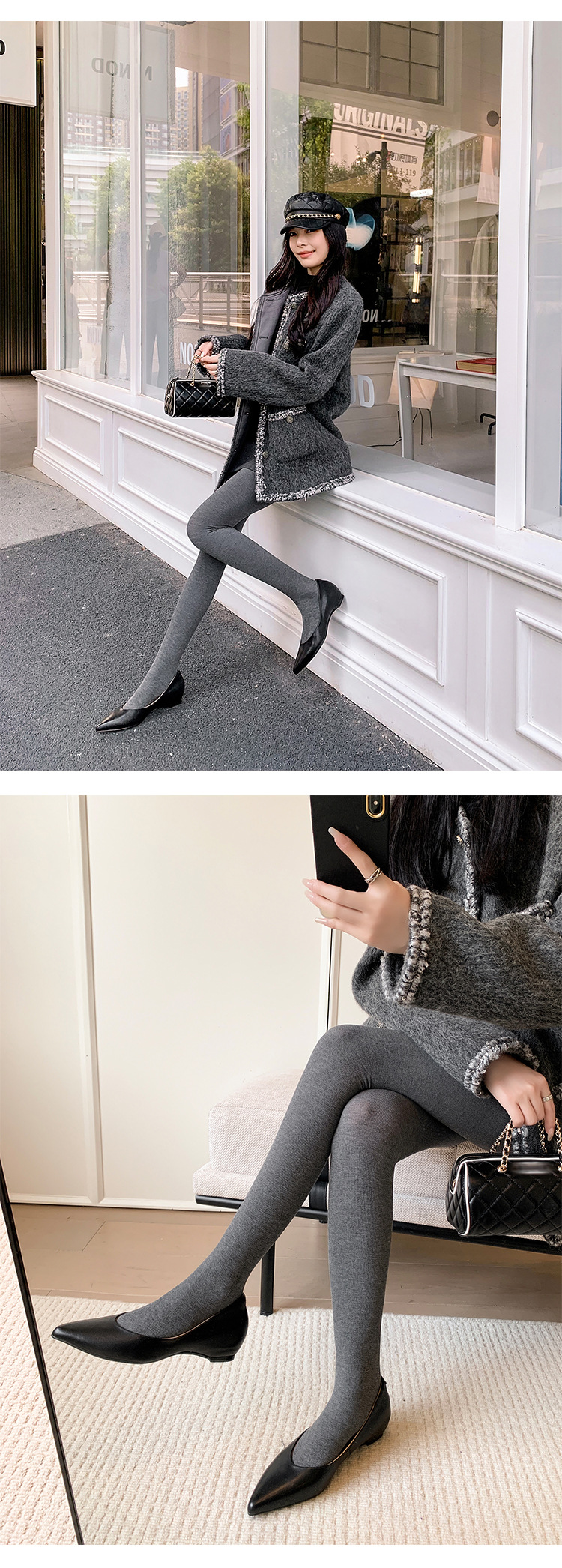 Giày cao gót nữ mũi nhọn miệng nông gót dày dáng xuồng — đen chi tiết 15