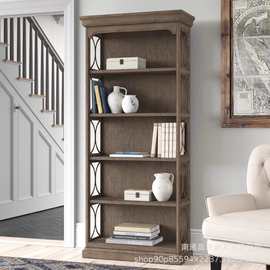 美式乡村餐边柜法式做旧风化灰仿古复古酒柜餐厅碗碟书柜展示柜