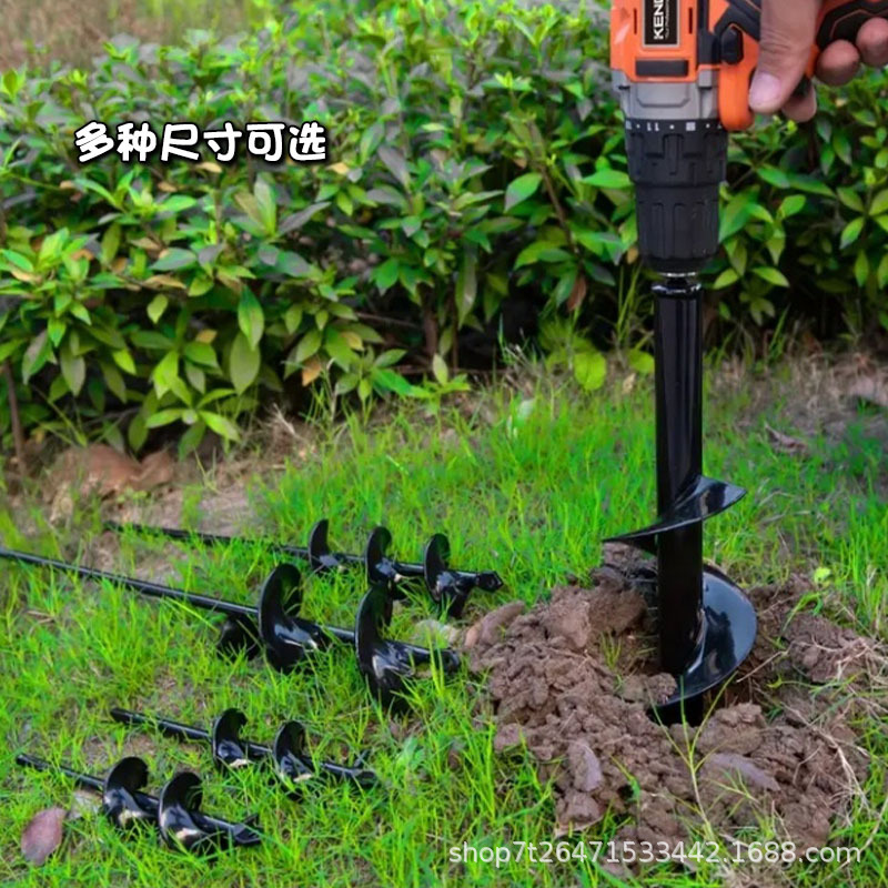 Taladro de mano de varilla espiral pequeña, taladro de tierra, taladro de tierra, plantación de jardín, excavación, suelo suelto, perforación, plantación de flores y hortalizas, ventas directas de fábrica