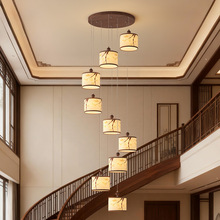 宋代美学楼梯长灯具复式楼别墅挑空旋转楼梯间吊灯餐厅中国风吊灯