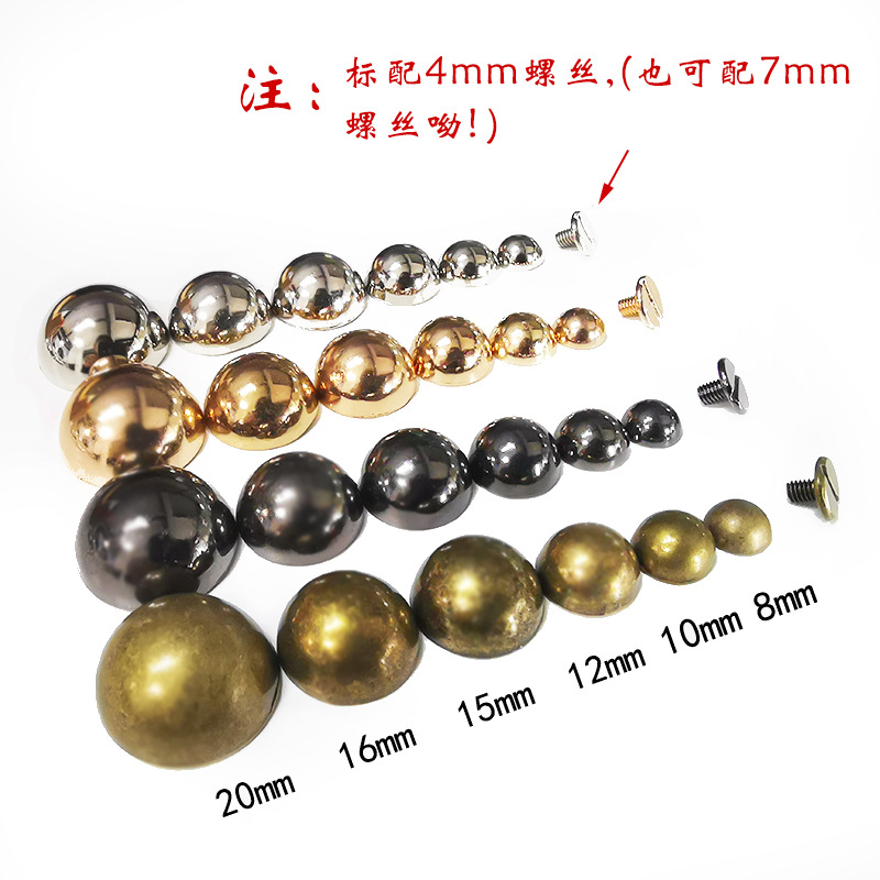 Falda de cuero decorativo remache redondo accesorios de setas abrigo de cuero no-óxido galvanoplastia semicírculo tornillo accesorios bolsa base