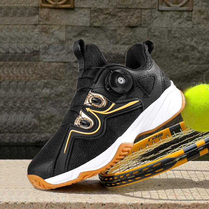 Экспортируется в Японию, детская теннисная обувь с вращающейся кнопкой, профессиональная нескользящая обувь для бадминтона для мальчиков, детская обувь, спортивная обувь для девочек