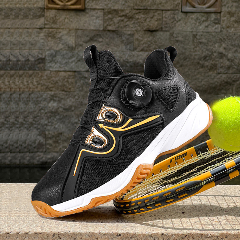 Exported to Japan, Children's Tennis Shoes with Rotating Buttons, Professional Non-Slip Boys' Badminton Shoes, Children's Shoes, Girls' Sports Shoes