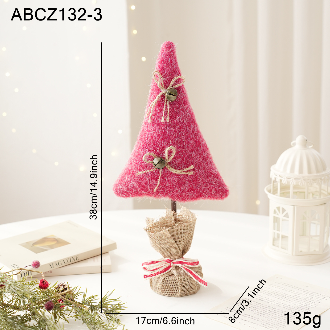 Gran árbol de felt rojo