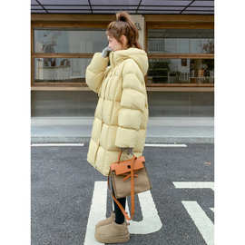 奶黄色高级感超好看羽绒服女中长款2025冬季新款韩系时尚90绒外套