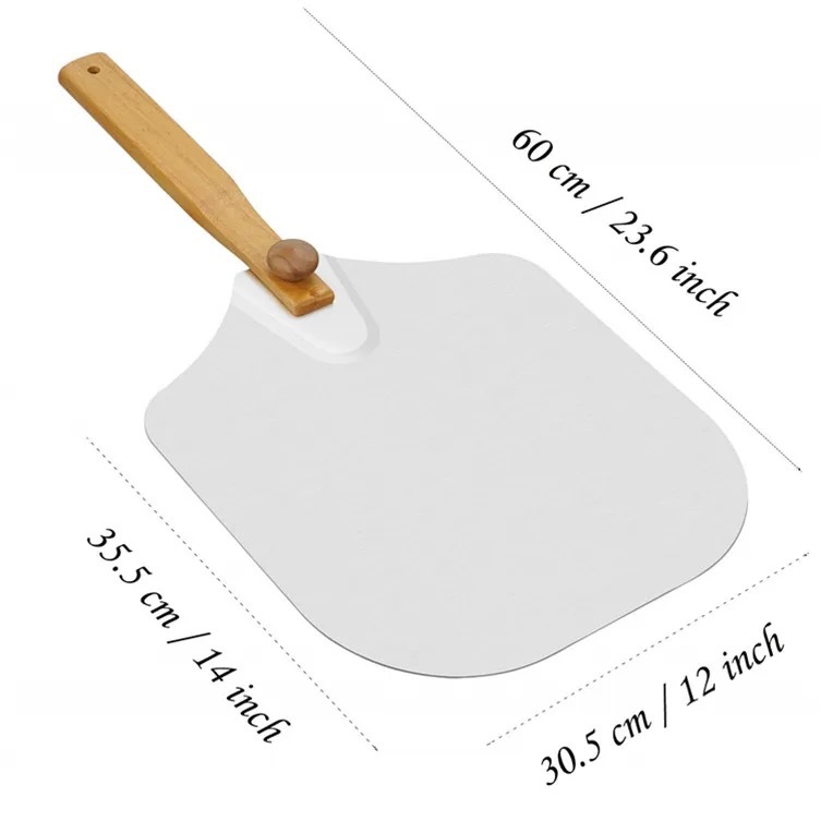Pala de pizza de aluminio plegable, transferencia de mango de madera, pala de pizza, juego de herramientas de cortador de pizza, pala de pizza para hornear image 3