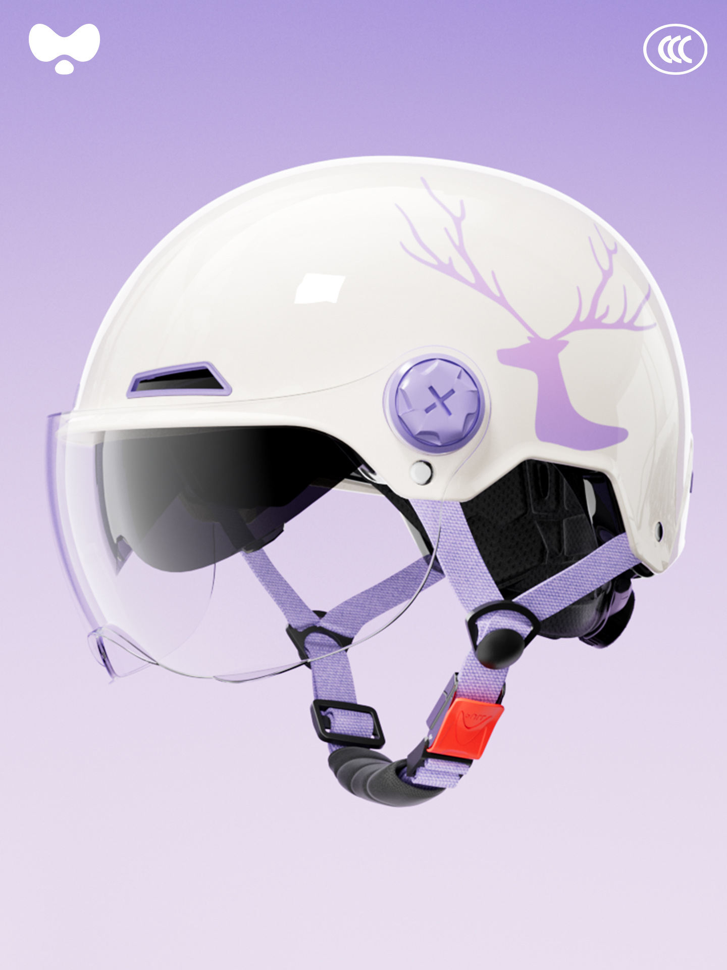 Helmet Electric Car — Universal Motosiklet kaskı (dəbilqə) - 3c-white-elk-inner-and-outer-double-lens-class-a-new-national-standard-one-size