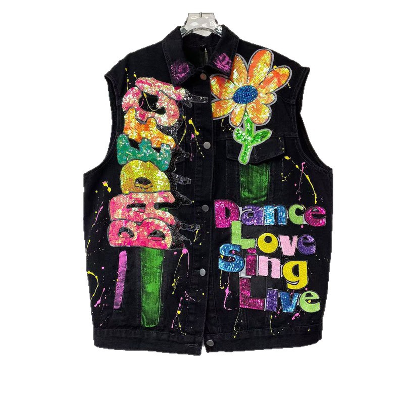 Marca de moda tailandesa 2026 primavera y otoño nuevo chaleco de vaqueros mariposa suelta chaleco de hombro casual moda delgada ropa de mujer