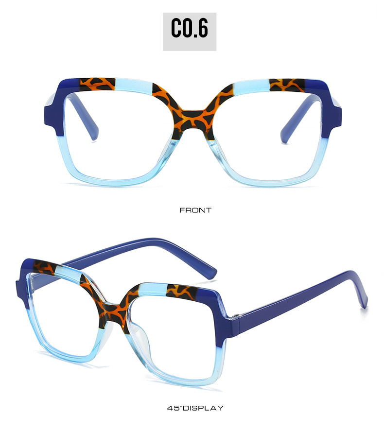 46g Weight Full Frame Glasses Structure Glasses Classification Ac Lens Material Square Glasses Style Daily Occasion Color Block, Leopard Pattern All Seasons Season Unisex Gender Simple Style Style Simple Style Color Block Leopard Ac Square Full Frame Optical Glasses 19