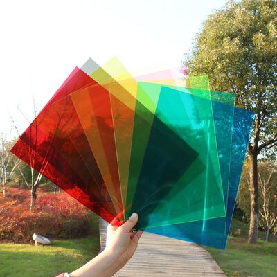 A4彩色玻璃纸幼儿园手工教具识色透明灯膜美术纸光影绘画装饰膜