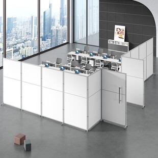 Folding Screen with Wheels for Factory Workshop Partition, Office Sliding Board, Self-Assembled Simple Partition Wall