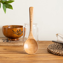 整木榉木大号圆勺网红吃播同款嗦粉勺创意大木勺汤面勺泡面勺