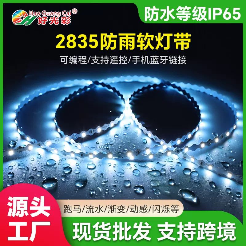 2835波浪型防雨软灯带12V低压防水波浪型户外LED灯带氛围感灯带