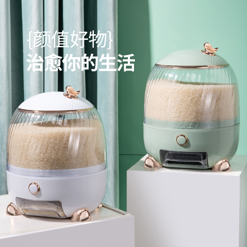 Automatic Transparent Moistureproof and Dustproof Light Luxury Rice Bucket for Kitchen Home Use, Large Capacity Insect-Proof Rice Storage Box for Wholesale