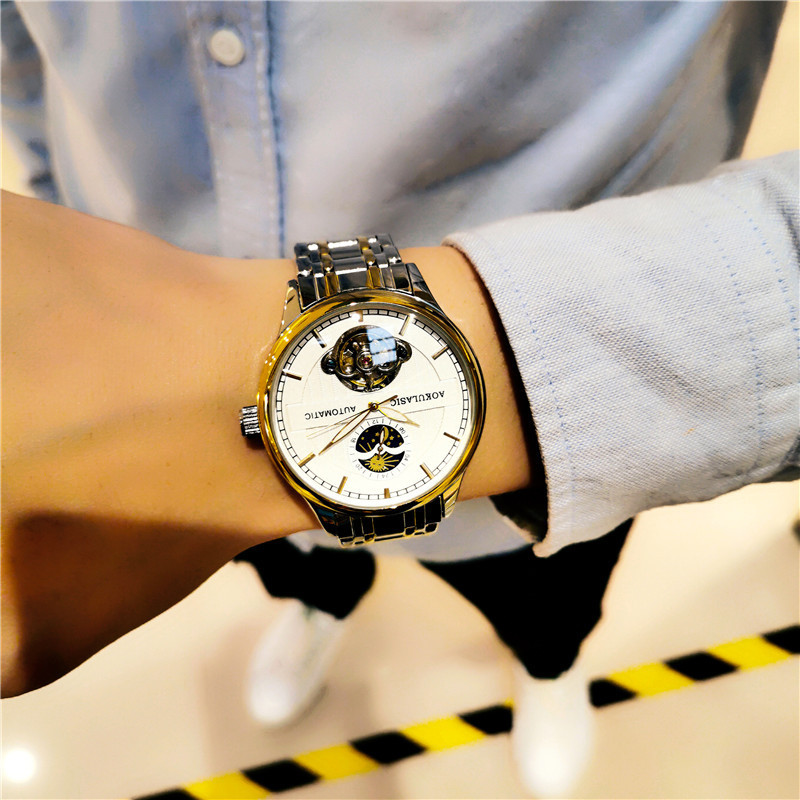 Transmisión en vivo con productos de alta gama para hombres guapo de moda impermeable Tourbillon Reloj mecánico automático para hombres impermeable luminoso 1922