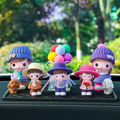 Family Portraits, Car White Car ornaments - scarf-couple-rice-flower-lele-color-balloon-big-diamond-pad