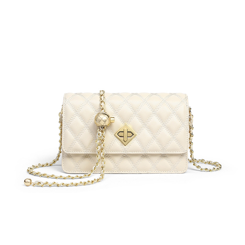 Women's Summer 2026 New Arrival Niche Design Crossbody Bag Genuine Leather Fashion Versatile Chain Square Bag With Gold Ball Detail - Thumbnail 5