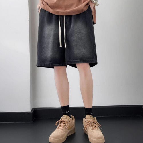 American cowboy shorts summer distressed mid-rise pants trendy brand men's pants trendy men's unisex casual five-pocket pants fashion