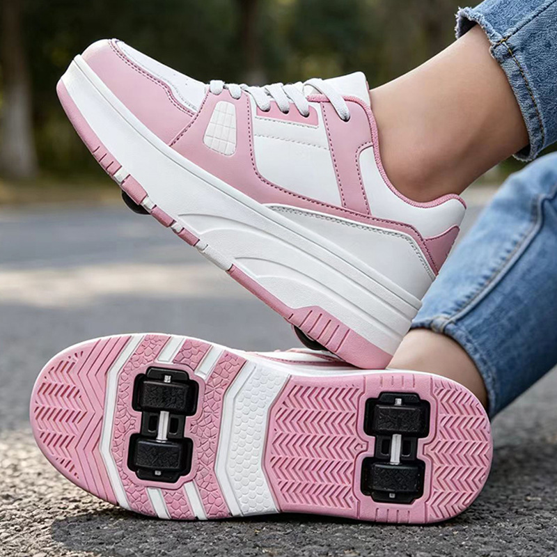 Children's heloon shoes boys roller skating four-wheel explosive shoes students teenagers skates double row girls' roller shoes