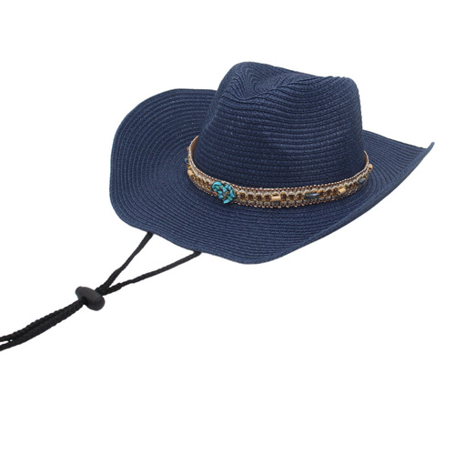 Ethnic Style Straw Hat Tibetan Stage Performance Elegant Retro Bohemian Sun Protection Outdoor Umbrella Literary Style Woven