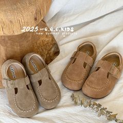 QQO童鞋 2025年春季新款女童真皮勃肯鞋韩版简约丁字型软底公主鞋