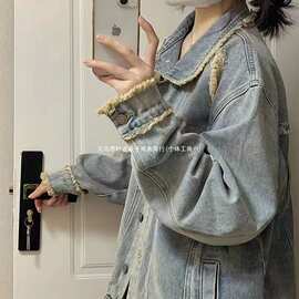 早春设计感小众宽松bf百搭复古做旧牛仔外套女春春夹克上衣ins潮