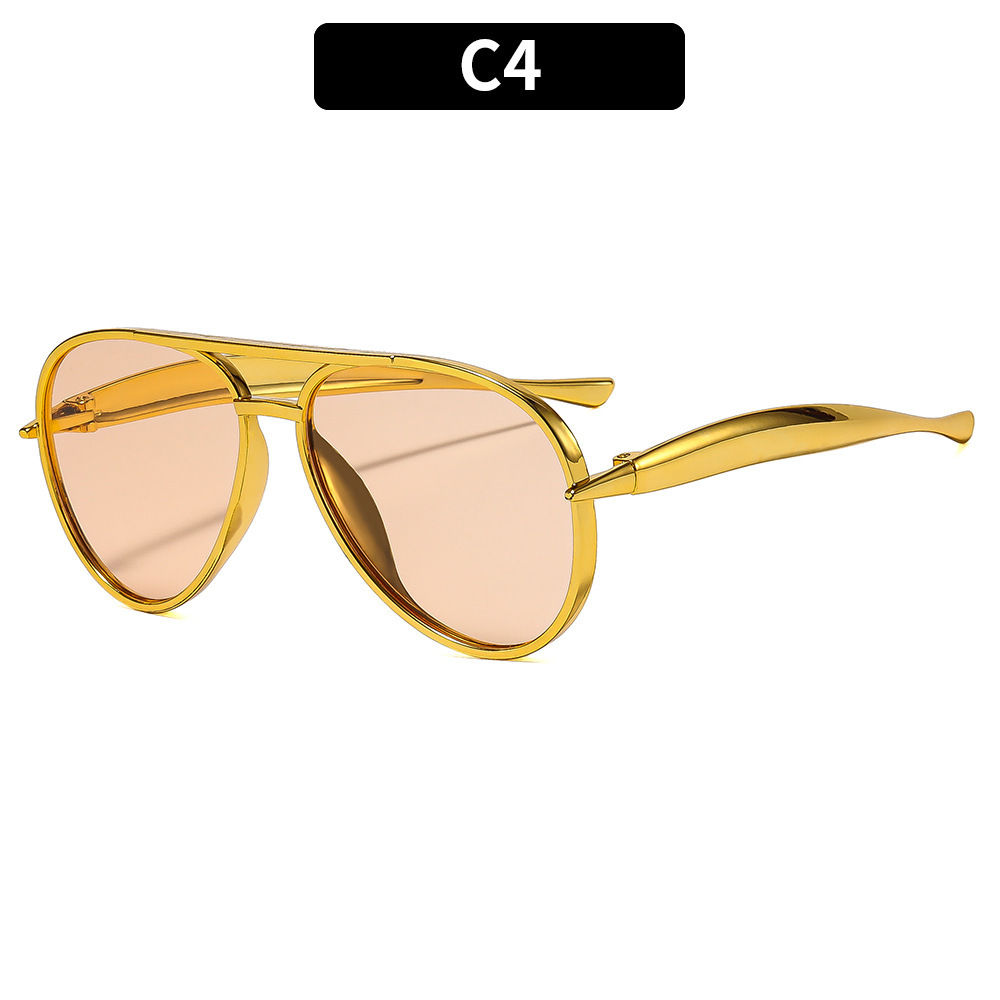 Aviator zonnebrillen met dubbele brug voor dames, retro streetstyle, afslankende high-end zonnebrillen voor heren