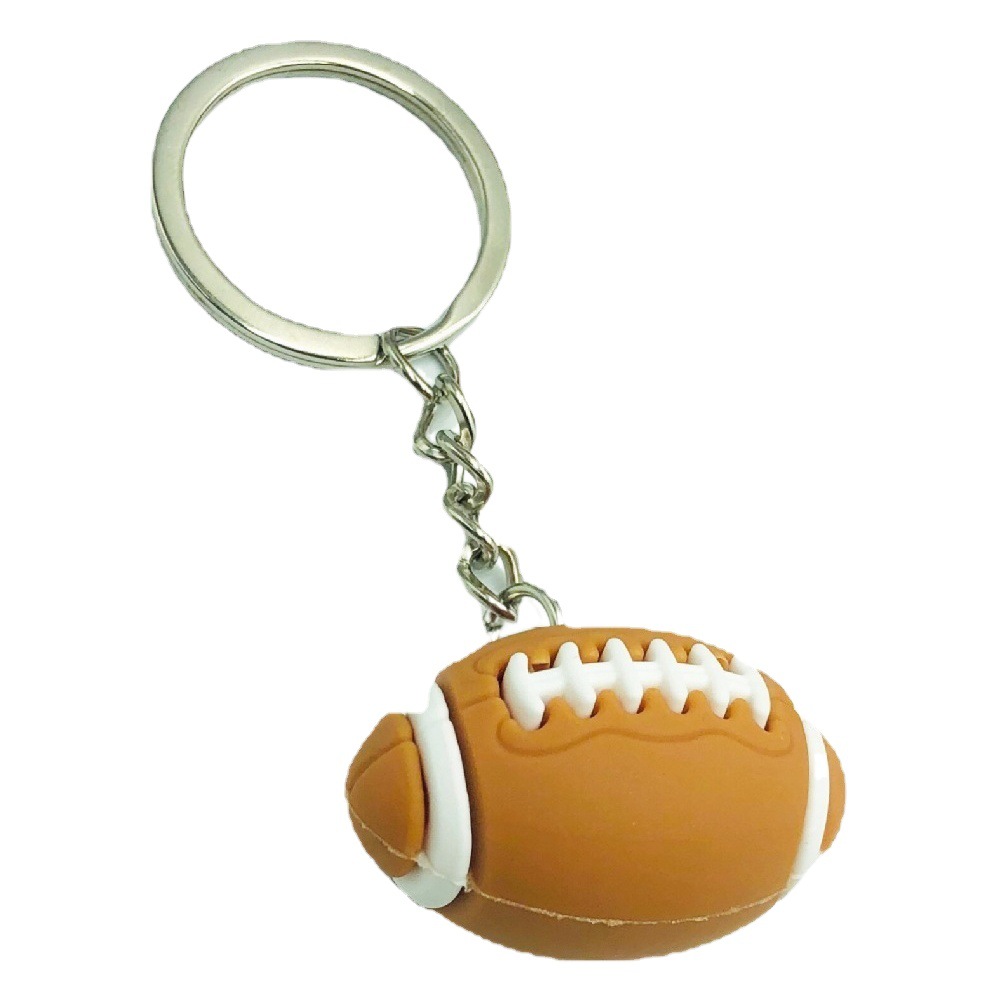 Mini PVC simulación fútbol rugby baloncesto béisbol llavero colgante deportes adornos pequeño regalo