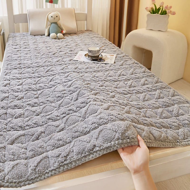Super Warm Milk Velvet Mattress Bottom Taffeta Blanket Student Dormitory Single Mattress Adult Home Fleece-Lined Bed Sheetss