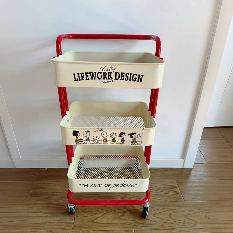 ネット赤カート家庭用棚移動式プーリーキッチン収納棚スナックリビング収納棚本棚|undefined