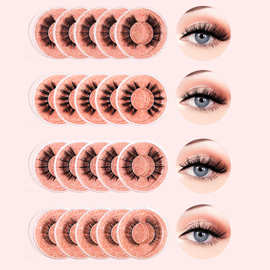 外贸跨境爆款20盒混装欧美风浓密夸张假睫毛对毛自然卷翘眼睫毛批