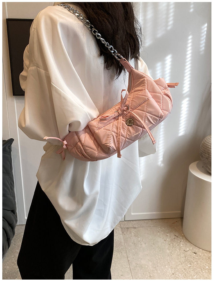 Women's Medium Pu Leather Solid Color Bow Knot Streetwear Zipper Underarm Bag display picture 12